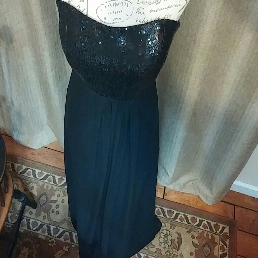 Black Strapless Sequins Bill Levkoff Formal Dress